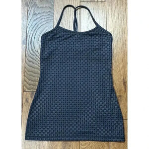 Lululemon Power Y Tank Luon Tri Geo Printed Inkwell Black Size 4